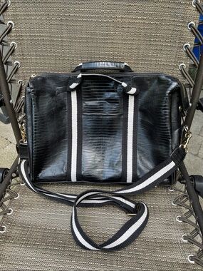 TODD SNYDER black snakeskin embossed weekender bag, computer or messenger style